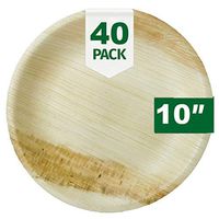 Palm Naki Round Palm Leaf Plates (40 Count) - Disposable Dinnerware, Compostable and Biodegradable Round Plates (10" Round Plates)