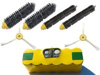 Replacement for iRobot Roomba 585 Battery, 3-Arm Side Brushes, Bristle Brush, Flexible Beater Brush - Includes 1 High Capacity Battery, 2 3-Arm Side Brushes, 2 Bristle Brush, 2 Flexible Beater Brush