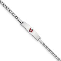 925 Sterling Silver Medical Id Curb Link Bracelet -7" (7in x 3mm)