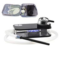 Creative Design Hookah with Travel Bag Compact Acrylic Shisha with LED Light, Silicone Bowl and Hose, Portable, Charcoal Holder Set Top Grade Shisha Square Durable + Accessories