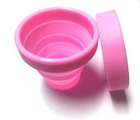 Collapsible Silicone Foldable Sterilizing Cup (pink) for Feminine Softcups Menstrual Cups Storing and Cleaning Your Heavy Diva Cup Foldable Travel Cup for Outdoors Camping and Hiking-Eco Friendly