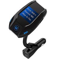 Bluetooth FM Transmitter LATME Wireless In-Car Bluetooth FM Transmitter Radio Adapter Car Kit with 3 USB Ports and 1.44 Inch Display TF Card Slot
