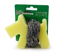 MartiniSPA Italian Made Stainless Steel Wool Scrubber Sponge - Easy Grip Ergonomic Steel Wool Wrapped Around Dog Sponge For The Perfect Grip (2 PACK/2 UNITS)