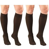 Truform Compression for Women 15-20 mmHg Socks Brown Rib Pattern, Large, 2 Count