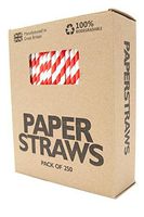 Paper Straws – Biodegradable Drinking Straws – 250-Pack Red Party Straws – Eco-Friendly & Practical – Natural Recyclable Craft Paper – Perfect for Parties, Events, Home Use