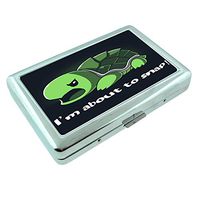 Snap Turtle Pun Em1 Hip Silver Cigarette Case Id Holder Metal Wallet 4" X 2.75" RFID Protection