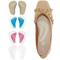 Gel Arch Support Cushions for Men & Women, Shoe Insoles for Flat Feet, Reusable Arch Inserts for Plantar Fasciitis, Adhesive Arch Pad for Relieve Pressure and Feet Pain- 4 Pairs