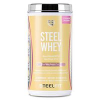 Steel Whey, SteelFit, Micro-Filtered WPC80 100% Pure Whey Protein Concentrate, No Gas, No Bloat, No Upset Stomach, 26 Servings, 2 Pounds (Strawberry Milkshake)