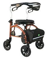 Evolution Xpresso Zero Lightweight Medical Walker Rollator with Seat, Large Wheels, Brakes, Backrest, Basket for Seniors Indoor Outdoor use (Coppery Brown, Tall)