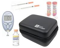 DURAGADGET Black EVA Rigid Insulin Diabetes Medical Supplies Shell Storage/Travel Case with Secure Dual Zips & Netted Internal Compartment