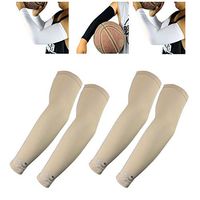 4 Sleeves (2 Pairs), Sports Compression Arm Sleeves for Baseball Football Golf for Youth Kids Size, Beige
