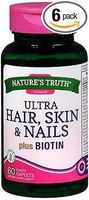 Nature's Truth Ultra Hair, Skin & Nails plus Biotin Coated Caplets - 60 ct, Pack of 6