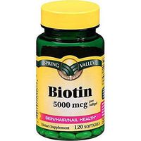 Spring Valley Biotin Softgels, 5000 Mcg, 120 Count