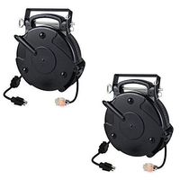 Case of 2 Heavy Duty 12/3 45 Foot 20 Amp Single Tap Industrial Retractable Extension Cord Reel 8645TFI