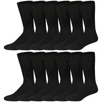 12 Pairs of Diabetic Neuropathy Crew Socks (10-13, Black)