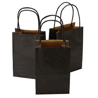 Road 5.25 x 3.25 x 8 Inches 50pcs Black Kraft Paper Bags with Handle, Shopping Bag, Retail Bag, Craft Paper Bag, Merchandise Bag, Gift Bag, Party Bag