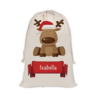 KafePross DeerCotton Linen Drawstring Santa Sack Custom Bag 19.5"x31.5"