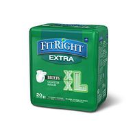 FitRight Extra Adult Briefs with Tabs, Moderate Absorbency, XX-Large, 60"-69", 4 packs of 20 (80 total)