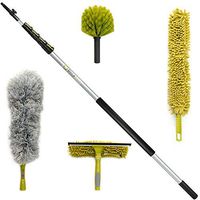 DocaPole Cleaning Kit with 30 Foot Extension Pole // Includes 3 Dusting Attachments + 1 Window Squeegee & Washer // Cobweb Duster // Microfiber Feather Duster // Ceiling Fan Duster & Cleaner…