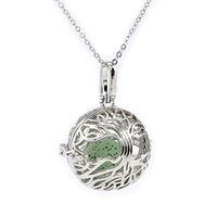 Sier Tree Aromatherapy Perfume Essential Oil Diffuser Necklace Locket With Lava Stone (Green)