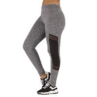 SADUORHAPPY Sexy Women's Stretchy Patchwork Thigh Mesh Trouser Yoga Pants Soft High Waist Leggings Skinny Fitness Pants Gray