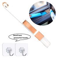 Ailinda Portable 2-in-1 Multipurpose Window Groove Cleaning Brush with Dustpan + Wall Hooks, Corner Cranny Household Keyboard Detachable Brush Cleaning Tool Pink