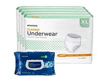 McKesson Classic Disposable Incontinence Underwear for Men and Woman, Light Absorbency, X-Large, Waist Size 58" - 68", 56 Count Bundled with 1 Pack of 100 McKesson Wipes