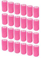 3 Inch Self Adhesive Medical Bandage Wrap Tape (Neon Pink) (24 Pack) Strong Elastic Self Adherent Cohesive First Aid Sport Flex Rolls for Wrist Ankle Knee Sprains and Swelling