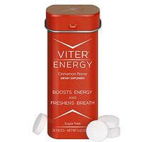 Viter Energy Caffeinated Mints - 40mg Caffeine & B-Vitamins Per Powerful Sugar Free Mint. Boost Energy, Focus & Fresh Breath. 2 Pieces Replace 1 Coffee (Cinnamon, Single Tin)