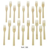 200pcs Disposable Bamboo Fork Set - 6.6" Eco-friendly Disposable Tableware - Alternative to Plastic Forks - biodegradable utensils for BBQ, garden party, birthdays, camping