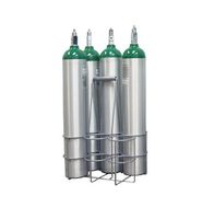 Long Handle Milkman Style Metal Carrier for D/E / M9 Oxygen Cylinders, Holds 6 cylinders