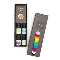 Tree Of Life Essential Oil Diffuser Necklace Stainless Steel Locket Pendant with 24" Chain+ 4 Essential Oils (Lavender Peppermint Inner Peace Zen) Gift Set