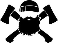 Crazydecals Lumberjack Axe Man Beard Vinyl Decal Sticker- 6" Wide Matte Black Color