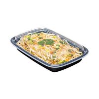 Asporto Microwavable To-Go Container - BPA Free PP Rectangular Take Out Food Container with Clear Plastic Lid - Catering & Takeout - 16 oz - Black - Plastic - Disposable - 100ct Box - Restaurantware