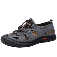 Yomiafy Men's Sports Sandals Trail Outdoor Water Shoes Leather Plus Size Sandals(Gray,US:6.5)