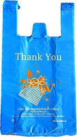 Medium Size, 10"W x 5" D x 18" H (Width x Side Gusset x Height), Blue, OXO-Biodegradable Plastic Shopping Bags, Thank You Printed, 18 Micron, High Density Poly Ethylene (HDPE), 1000 Bags/Box