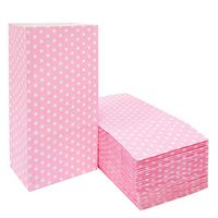 50 PCS Pink Kraft Paper Bags Mini Printed with Polka dot Gift Goodie Bags for Kid’s Birthday Wedding Party Favors Supplies by ADIDO EVA（7 x 3.5 x 2.3 in）