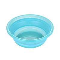 AI® Foot Tub Round Fold Thick Washbasin Household Plastic Tub Wash Basin Bathroom Footbath Portable Travel Can Carry Large Medium and Small (Color : Blue, Size : S)
