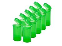 19 DRAM POP TOP Bottles Qty CASE Size Count Rx Pill Prescription Vials Crafts Coins Film Storage Medicine MMJ 420 CONTAINERS & Made in USA (225 PCS, Green - Transparent)