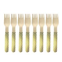 Amosfun 8 Pcs Wooden Forks Cutlery Set Disposable Party Forks Serving Forks Wedding Birthday Party Flatware