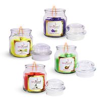 Ampliscent Scented Candles Natural Soy Wax, Portable Glass Candles with Strongly Fragrance Essential Oils for Stress Relief and Aromatherapy - Pack of 4 (Lemon Grass, Aromatherapy, Lavender & Jasmine)