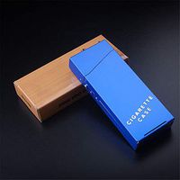 WLBHQ Stainless Steel Cigarette Case Ladies Long Portable Ultra-Thin Cigarette Case One-Button Opening for 20 Fine Cigarettes,Blue