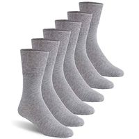 Ankle Diabetic Socks Men, Feelwe Extra Wide Diabetic Socks Dry Dress Socks Non-Binding Cotton Socks Cushioned Crew Socks with Seamless Toe,Diabetic Socks Womens Plus Size, 6 Pair Light Grey X-Large