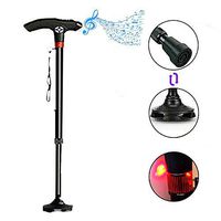 HLDWXN Old Man Multifunction Crutches,Smart Crutches Single Feet Sticks,Alarm+Radio+LED Lighting+Lightweight Telescopic,for Elderly, Handicapped