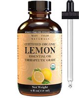 Organic Lemon Essential Oil (4 oz), USDA Certified by Mary Tylor Naturals, 100% Pure Essential Oil, Therapeutic Grade, Perfect for Aromatherapy, Relaxation, DIY, Improved Mood