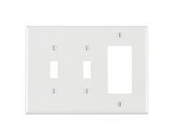 Leviton PJ226-W 3-Gang 2-Toggle 1-Decora/GFCI Combination Wallplate, Midway Size, White
