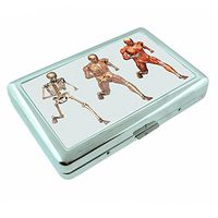 Skeleton Death Skull S7 Silver Cigarette Case Metal Wallet Id Holder 4" X 2.75" RFID Protection