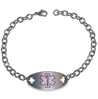 Max Petals - NUT Allergy Medical Alert ID Stainless Steel Identification Bracelet with 9 Inch Chain