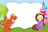 30 Blank Cards Invitations Thank You Cards Dinosaur Princess Kids Birthday Party + 30 White Envelopes