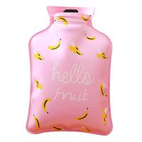 Hacoly Classic Rubber Mini Hot Water Bottle Pocket Hot Water Bag for Pain Relief,Hot and Cold Therapy Cold Feet Syndrome Menstrual Cramps Cold Winter Bed Warming -Banana